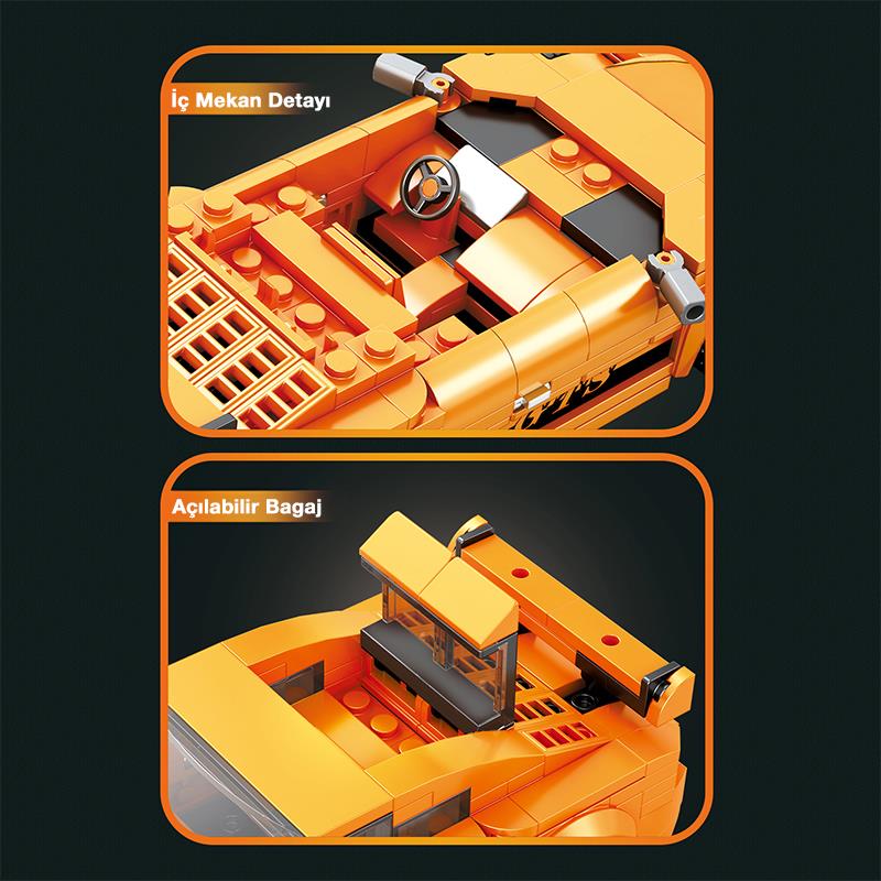 Reobrix Creator 791 Porsche 911 GT3 Spor Araba Yaratıcı Yapı Blok Seti Building Blocks - 338 Parça