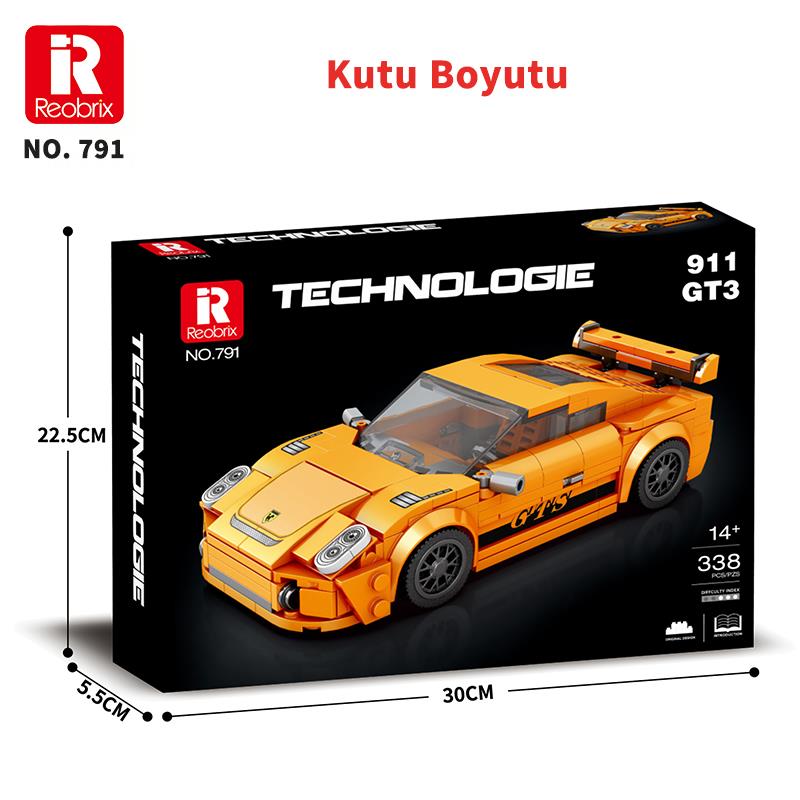 Reobrix Creator 791 Porsche 911 GT3 Spor Araba Yaratıcı Yapı Blok Seti Building Blocks - 338 Parça