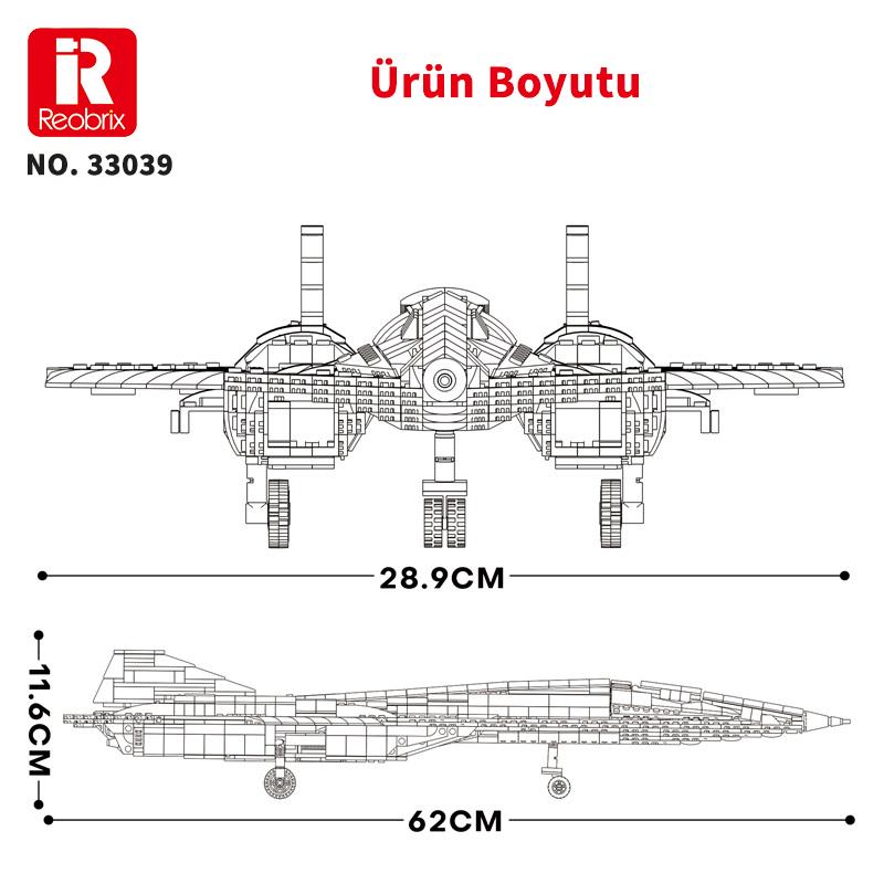 Reobrix 33039 SR-72 Keşif Uçağı Jet (SR-72 Reconnaissance Aircraft) Yaratıcı Yapı Blok Seti Building Blocks - 2071 Parça