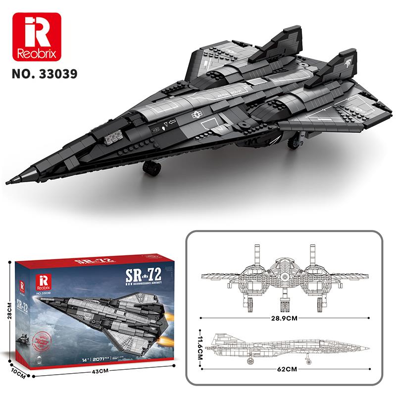 Reobrix 33039 SR-72 Keşif Uçağı Jet (SR-72 Reconnaissance Aircraft) Yaratıcı Yapı Blok Seti Building Blocks - 2071 Parça