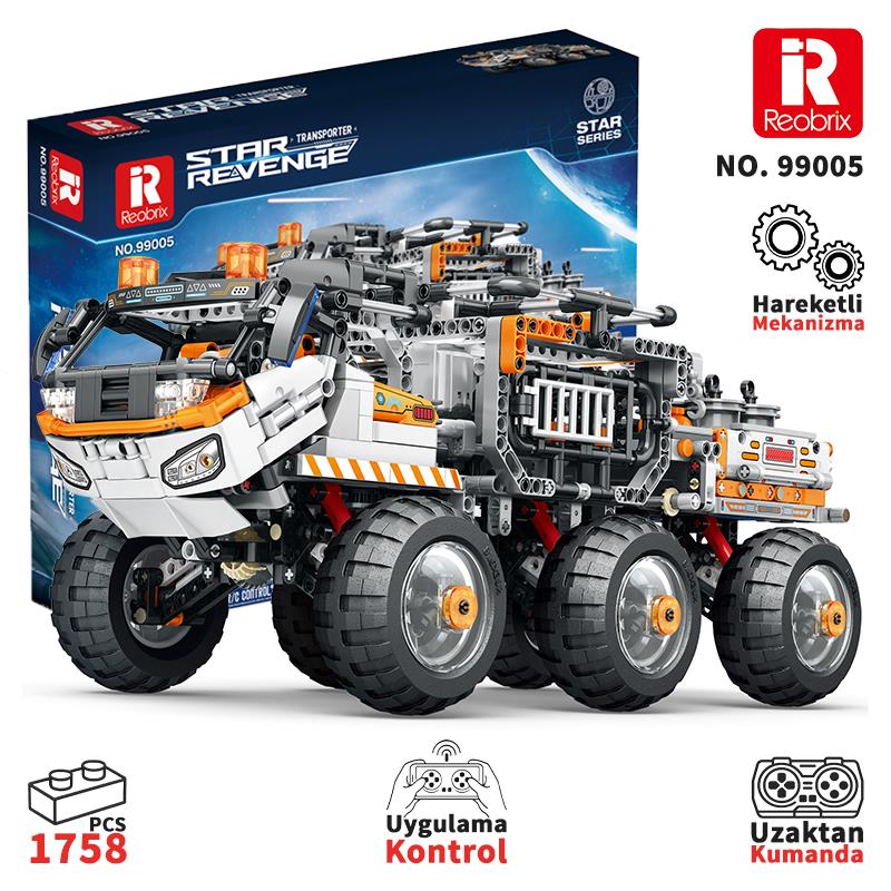 Reobrix 99005 Star Revenge :Transporter Kumanda&Motorlu Yaratıcı Yapı Blok Seti Building Blocks - 1758 Parça