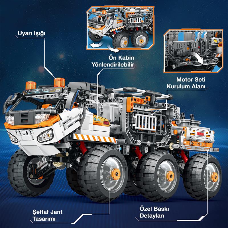 Reobrix 99005 Star Revenge :Transporter Kumanda&Motorlu Yaratıcı Yapı Blok Seti Building Blocks - 1758 Parça
