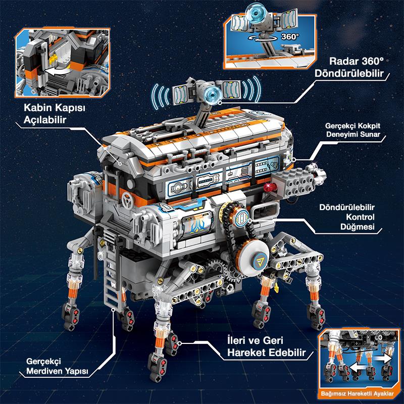 Reobrix Technic 99003 Bilim İstasyonu (Star Revenge:Science Station) Kumandalı&Motorlu Yapı Blok Seti Building Blocks - 1378 Parça