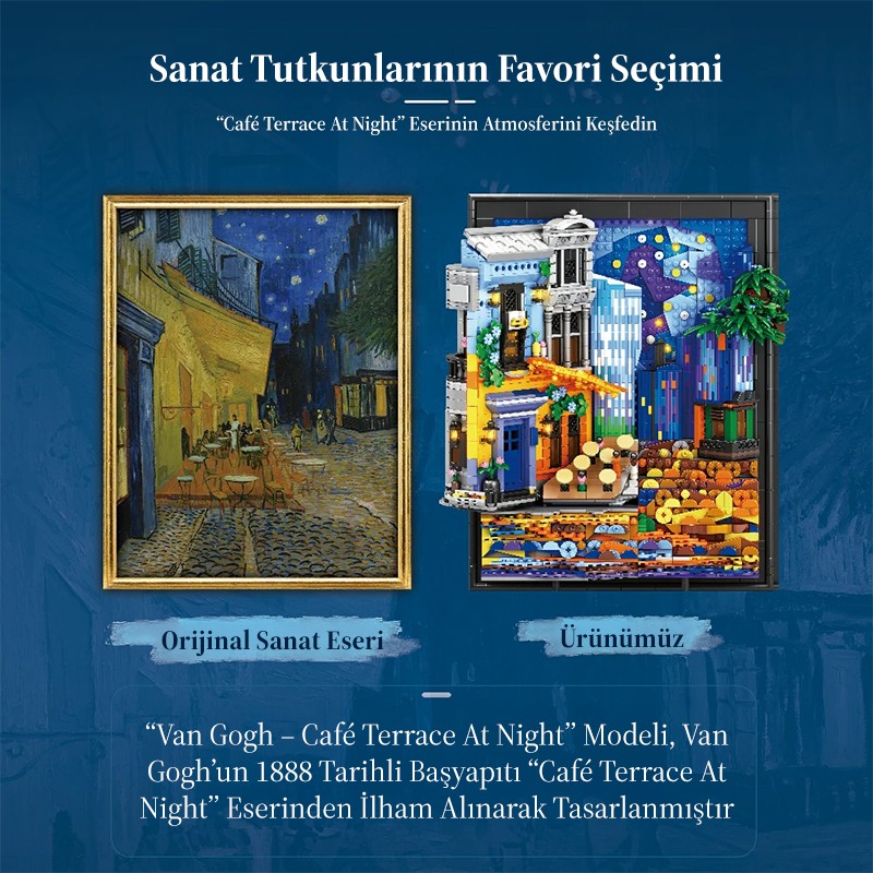 Reobrix Starry Night Cafe Wall Art 66702 Brick Yapım Seti