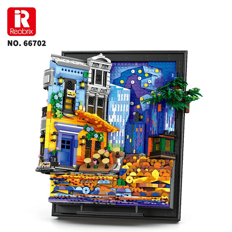 Reobrix Starry Night Cafe Wall Art 66702 Brick Yapım Seti