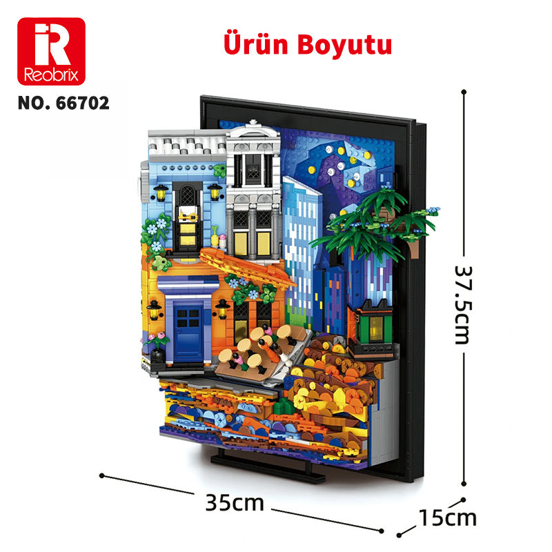 Reobrix Starry Night Cafe Wall Art 66702 Brick Yapım Seti