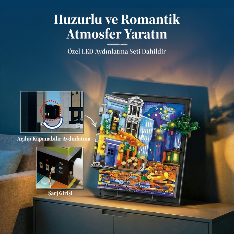 Reobrix Starry Night Cafe Wall Art 66702 Brick Yapım Seti