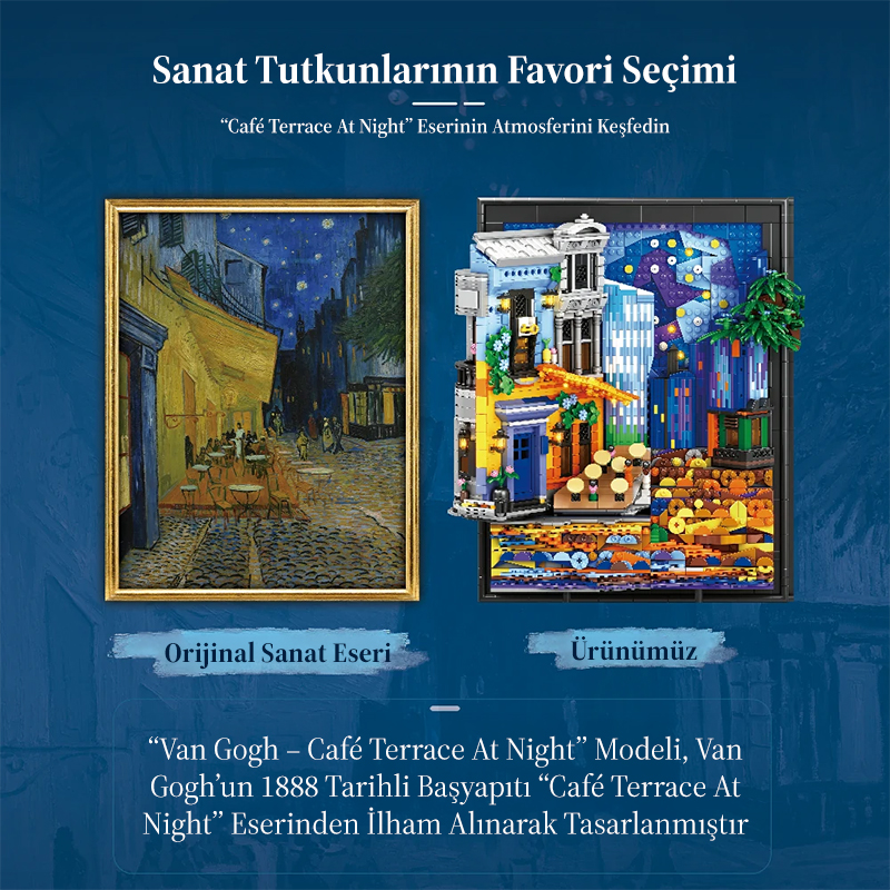 Reobrix Starry Night Cafe Wall Art 66702 Brick Yapım Seti