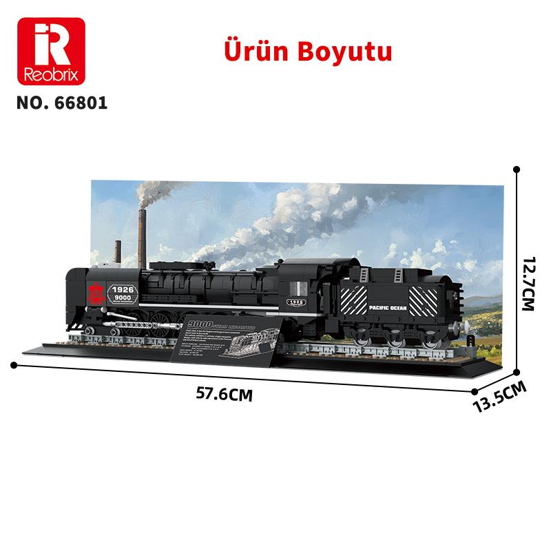 Reobrix Technic 66801 9000 Class Buharlı Lokomotif Tren Yaratıcı Yapı Blok Seti Building Blocks (Steam Locomotive Union Pacific) - 1546 Parça