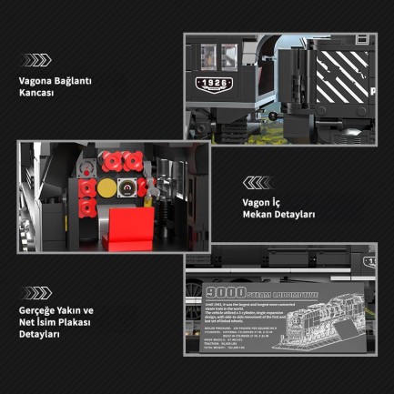 Reobrix Technic 66801 9000 Class Buharlı Lokomotif Tren Yaratıcı Yapı Blok Seti Building Blocks (Steam Locomotive Union Pacific) - 1546 Parça - Thumbnail