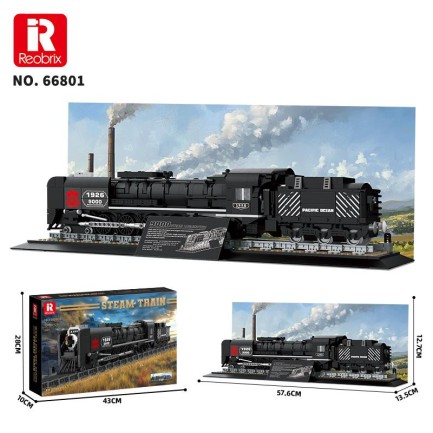 Reobrix Technic 66801 9000 Class Buharlı Lokomotif Tren Yaratıcı Yapı Blok Seti Building Blocks (Steam Locomotive Union Pacific) - 1546 Parça - Thumbnail