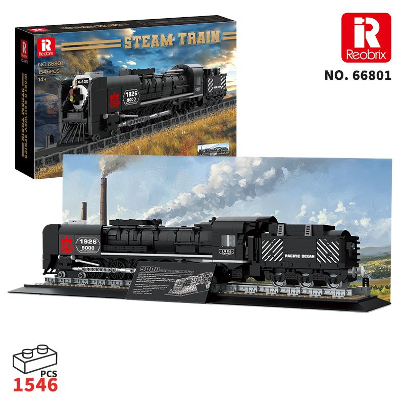 Reobrix Technic 66801 9000 Class Buharlı Lokomotif Tren Yaratıcı Yapı Blok Seti Building Blocks (Steam Locomotive Union Pacific) - 1546 Parça