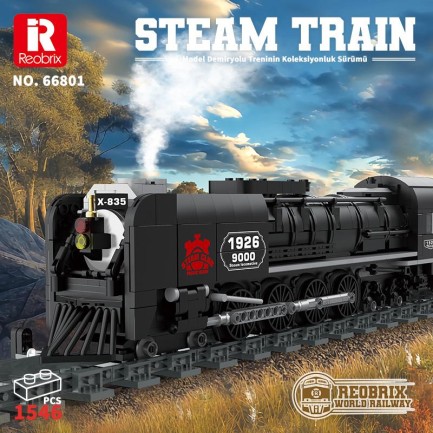 Reobrix Technic 66801 9000 Class Buharlı Lokomotif Tren Yaratıcı Yapı Blok Seti Building Blocks (Steam Locomotive Union Pacific) - 1546 Parça - Thumbnail