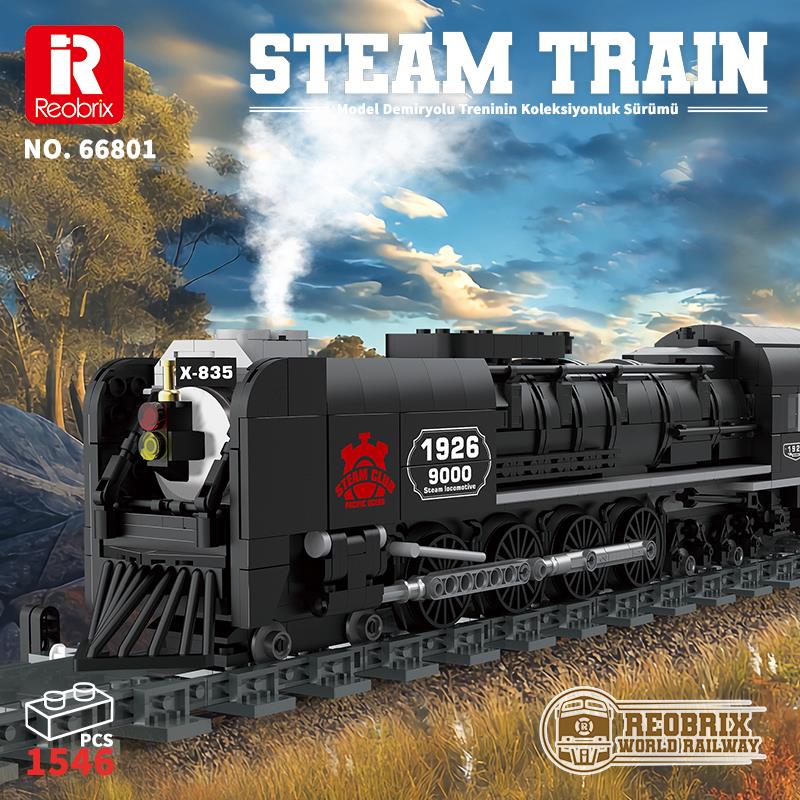 Reobrix Technic 66801 9000 Class Buharlı Lokomotif Tren Yaratıcı Yapı Blok Seti Building Blocks (Steam Locomotive Union Pacific) - 1546 Parça