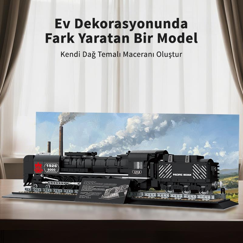 Reobrix Technic 66801 9000 Class Buharlı Lokomotif Tren Yaratıcı Yapı Blok Seti Building Blocks (Steam Locomotive Union Pacific) - 1546 Parça