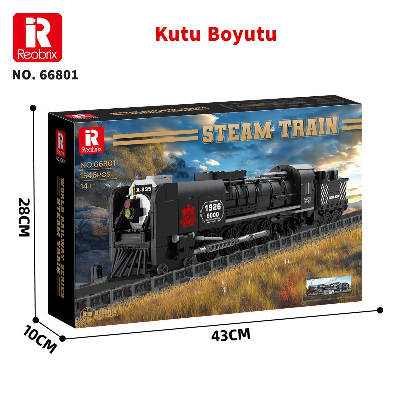Reobrix Technic 66801 9000 Class Buharlı Lokomotif Tren Yaratıcı Yapı Blok Seti Building Blocks (Steam Locomotive Union Pacific) - 1546 Parça