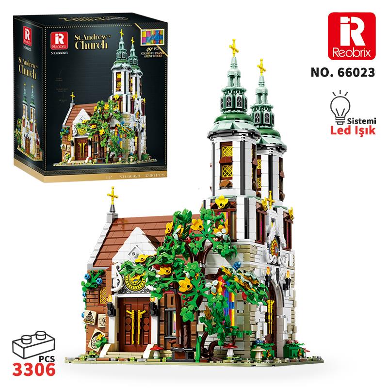 Reobrix Street view of St. Andrew's Church in Poland 66023 Brick Yapım Seti