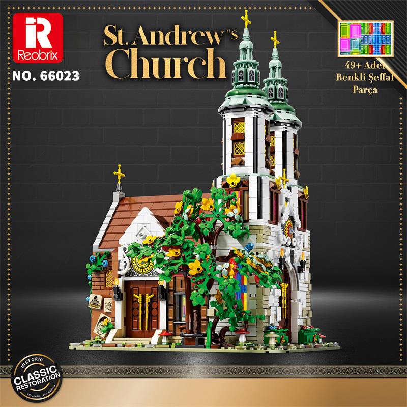 Reobrix Street view of St. Andrew's Church in Poland 66023 Brick Yapım Seti