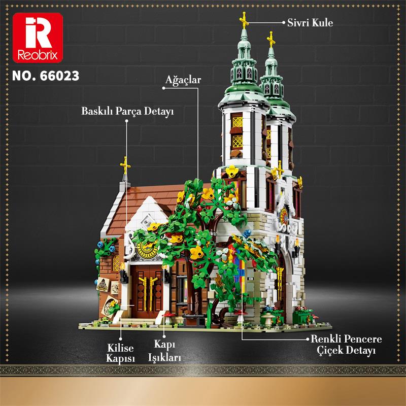 Reobrix Street view of St. Andrew's Church in Poland 66023 Brick Yapım Seti