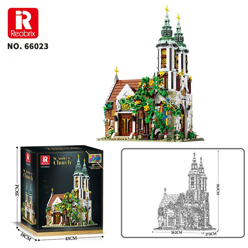 Reobrix Street view of St. Andrew's Church in Poland 66023 Brick Yapım Seti
