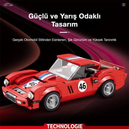 Reobrix Creator 813 Ferrari 250 GTO Spor Araba Yaratıcı Yapı Blok Seti Building Blocks - 320 Parça - Thumbnail