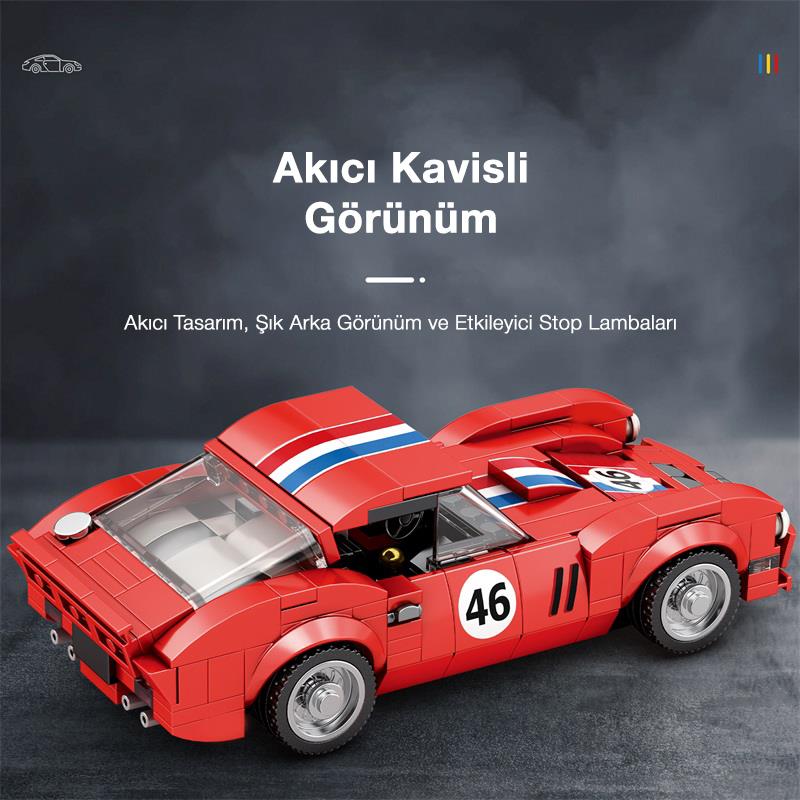 Reobrix Creator 813 Ferrari 250 GTO Spor Araba Yaratıcı Yapı Blok Seti Building Blocks - 320 Parça