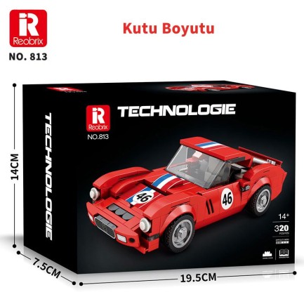 Reobrix Creator 813 Ferrari 250 GTO Spor Araba Yaratıcı Yapı Blok Seti Building Blocks - 320 Parça - Thumbnail