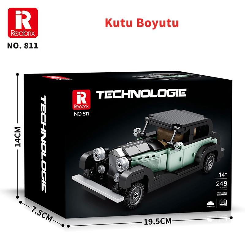 Reobrix Technic 811 Bentley 8 Litre Klasik Araba Yaratıcı Yapı Blok Seti Building Blocks - 249 Parça