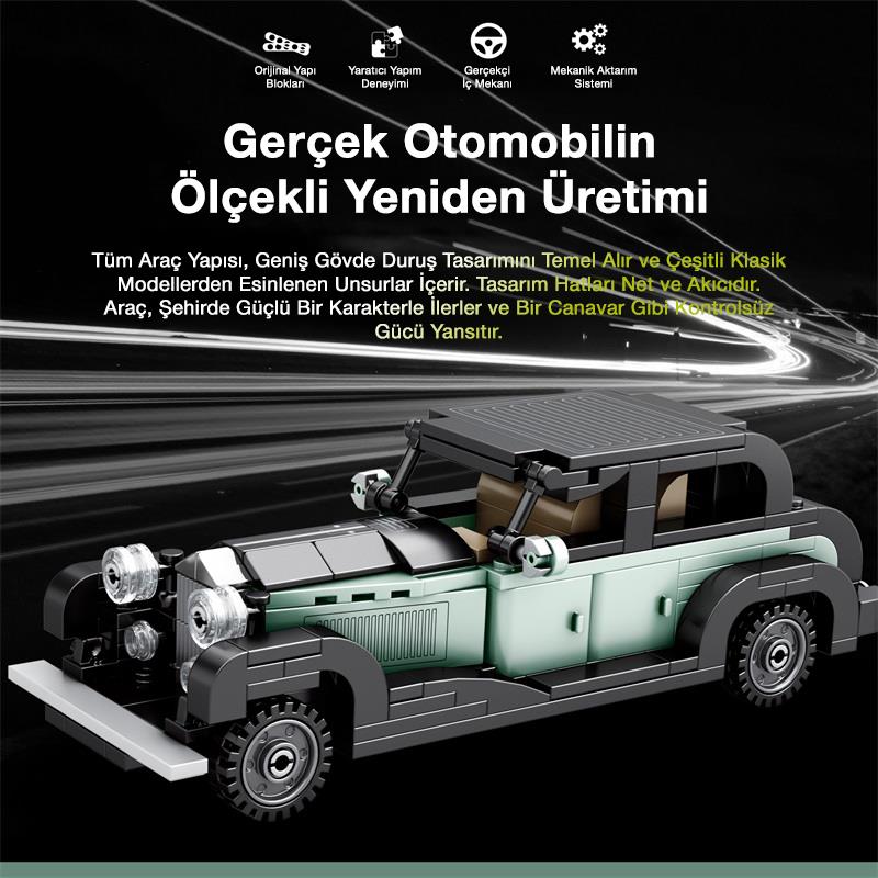 Reobrix Technic 811 Bentley 8 Litre Klasik Araba Yaratıcı Yapı Blok Seti Building Blocks - 249 Parça