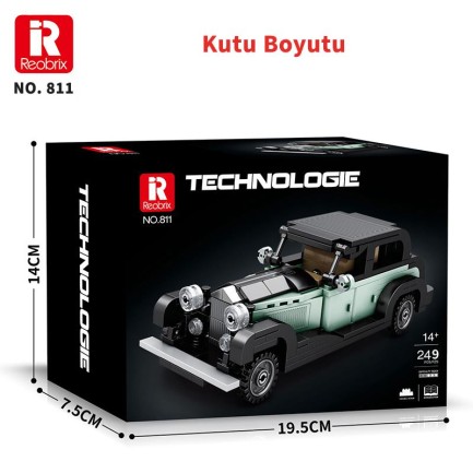 Reobrix Technic 811 Bentley 8 Litre Klasik Araba Yaratıcı Yapı Blok Seti Building Blocks - 249 Parça - Thumbnail