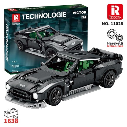 Reobrix - Reobrix Technic 11028 1/12 Aston Martin Victor Araba Yaratıcı Yapı Blok Seti Building Blocks - 1638 Parça