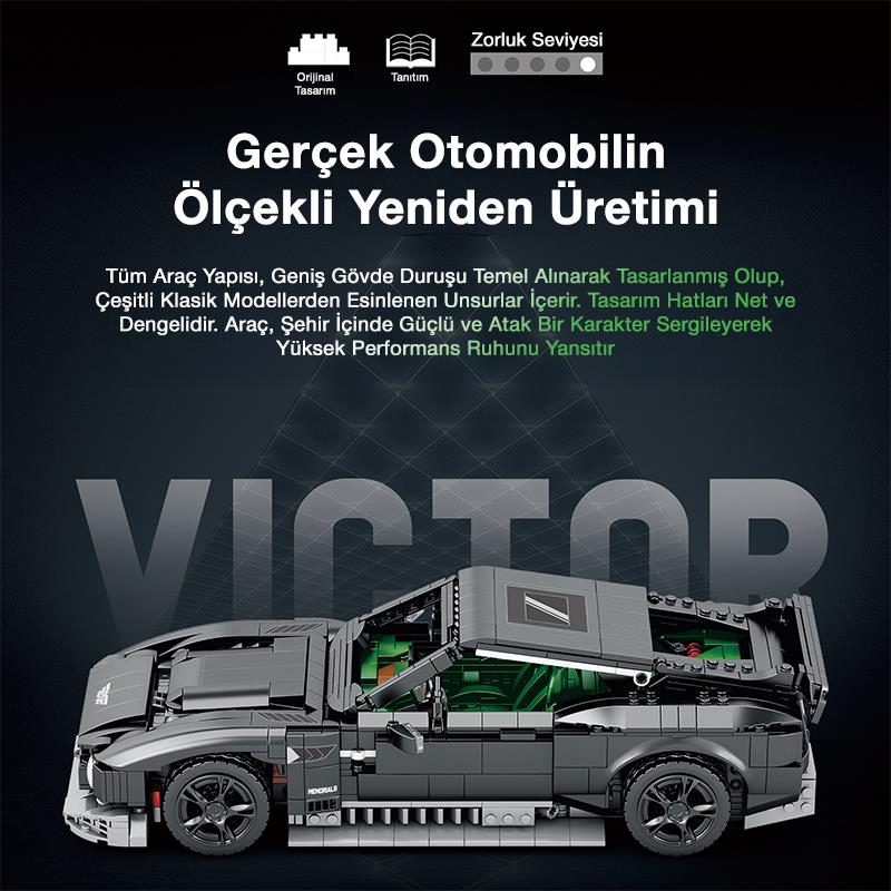 Reobrix Technic 11028 1/12 Aston Martin Victor Araba Yaratıcı Yapı Blok Seti Building Blocks - 1638 Parça