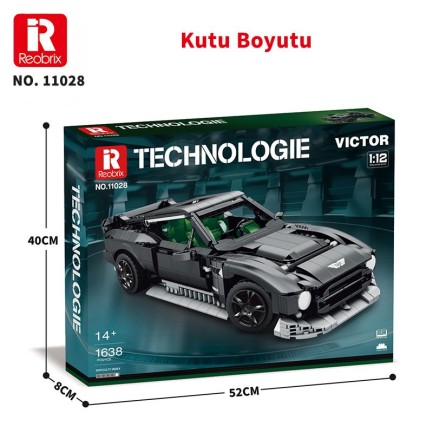Reobrix Technic 11028 1/12 Aston Martin Victor Araba Yaratıcı Yapı Blok Seti Building Blocks - 1638 Parça - Thumbnail
