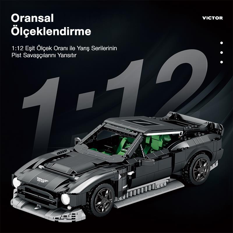 Reobrix Technic 11028 1/12 Aston Martin Victor Araba Yaratıcı Yapı Blok Seti Building Blocks - 1638 Parça