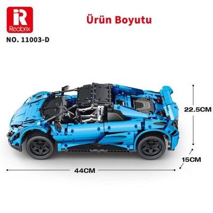 Reobrix Technic 11003-D 1/10 McLaren 675LT Spider Araba Kumanda&Motorlu Yaratıcı Yapı Blok Seti Building Blocks - 1886 Parça - Thumbnail