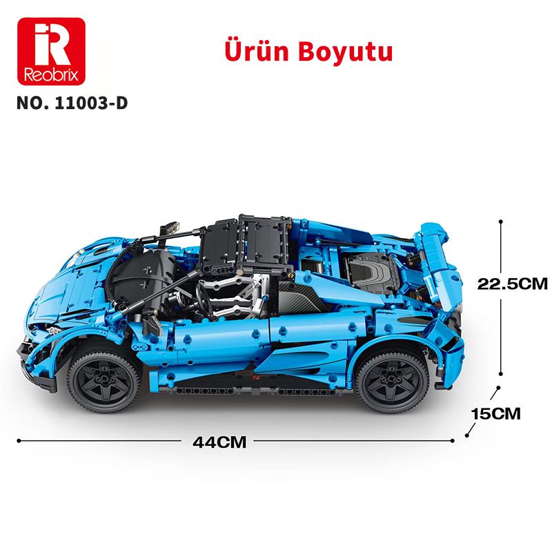 Reobrix Technic 11003-D 1/10 McLaren 675LT Spider Araba Kumanda&Motorlu Yaratıcı Yapı Blok Seti Building Blocks - 1886 Parça