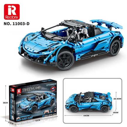 Reobrix Technic 11003-D 1/10 McLaren 675LT Spider Araba Kumanda&Motorlu Yaratıcı Yapı Blok Seti Building Blocks - 1886 Parça - Thumbnail