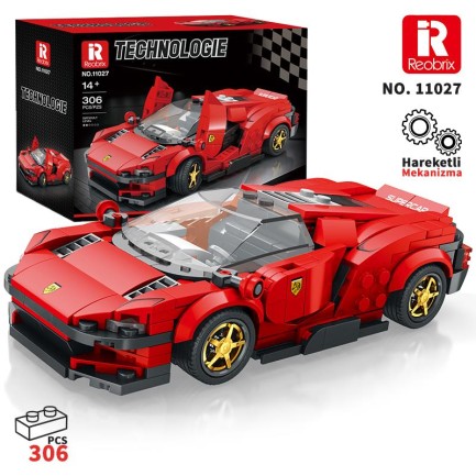 Reobrix - Reobrix Creator 11027 Ferrari Daytona SP3 Spor Araba Yaratıcı Yapı Blok Seti Building Blocks - 350 Parça