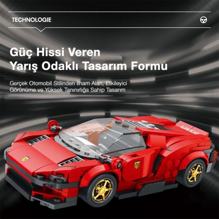 Reobrix Creator 11027 Ferrari Daytona SP3 Spor Araba Yaratıcı Yapı Blok Seti Building Blocks - 350 Parça - Thumbnail