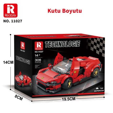 Reobrix Creator 11027 Ferrari Daytona SP3 Spor Araba Yaratıcı Yapı Blok Seti Building Blocks - 350 Parça - Thumbnail