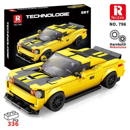 Reobrix - Reobrix Creator 796 Dodge SRT Hellcat Spor Araba Yaratıcı Yapı Blok Seti Building Blocks - 336 Parça