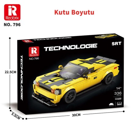 Reobrix Creator 796 Dodge SRT Hellcat Spor Araba Yaratıcı Yapı Blok Seti Building Blocks - 336 Parça - Thumbnail
