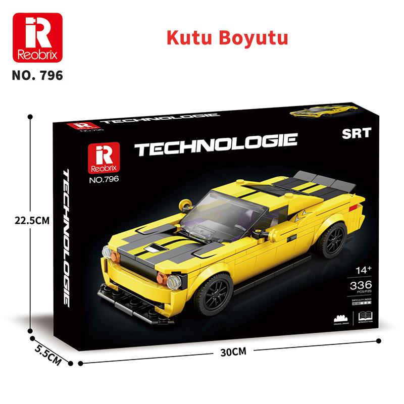 Reobrix Creator 796 Dodge SRT Hellcat Spor Araba Yaratıcı Yapı Blok Seti Building Blocks - 336 Parça