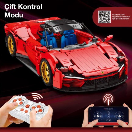 Reobrix Technic 11025-D Ferrari Daytona SP3 Araba Kumanda&Motorlu Yapı Blok Seti Building Blocks-1958Parça - Thumbnail