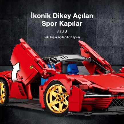 Reobrix Technic 11025-D Ferrari Daytona SP3 Araba Kumanda&Motorlu Yapı Blok Seti Building Blocks-1958Parça - Thumbnail