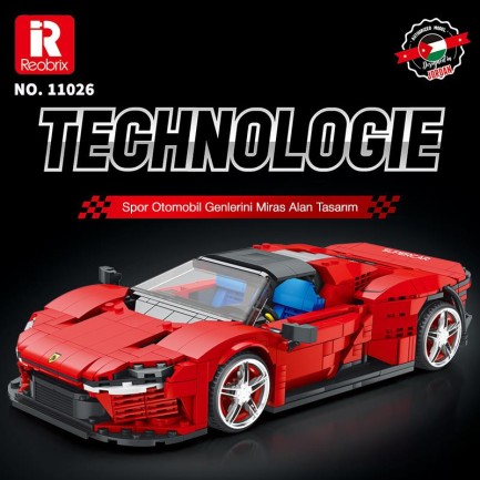 Reobrix Technic 11026 Ferrari Daytona SP3 Araba Yaratıcı Yapı Blok Seti Building Blocks - 1168 Parça - Thumbnail