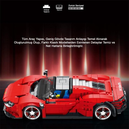 Reobrix Technic 11026 Ferrari Daytona SP3 Araba Yaratıcı Yapı Blok Seti Building Blocks - 1168 Parça - Thumbnail