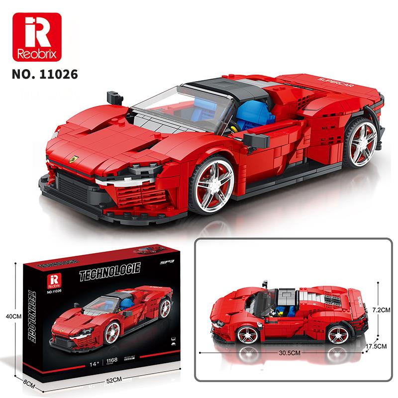 Reobrix Technic 11026 Ferrari Daytona SP3 Araba Yaratıcı Yapı Blok Seti Building Blocks - 1168 Parça