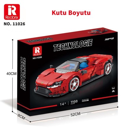 Reobrix Technic 11026 Ferrari Daytona SP3 Araba Yaratıcı Yapı Blok Seti Building Blocks - 1168 Parça - Thumbnail