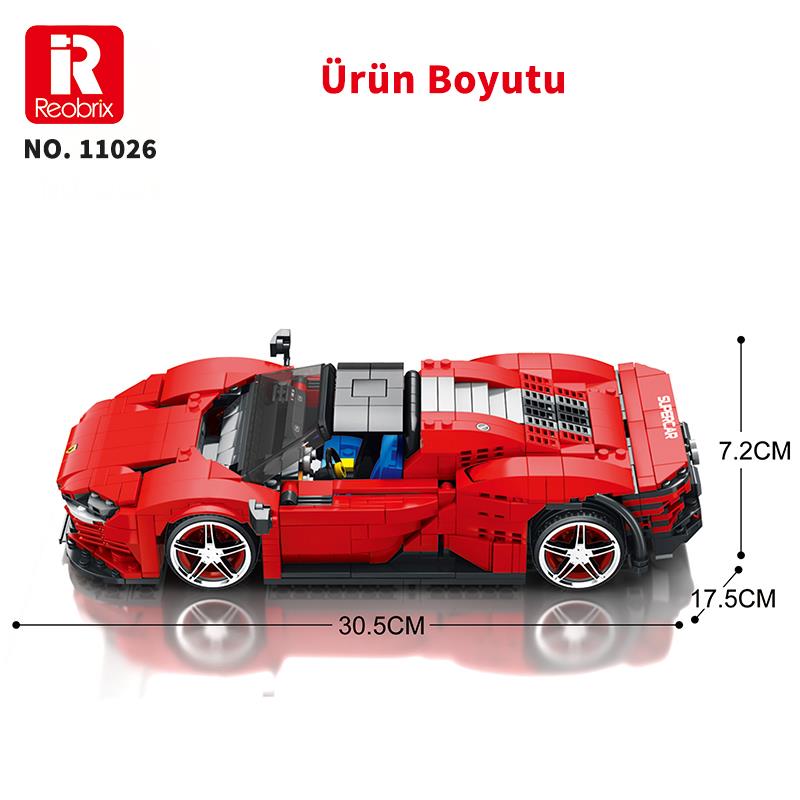 Reobrix Technic 11026 Ferrari Daytona SP3 Araba Yaratıcı Yapı Blok Seti Building Blocks - 1168 Parça